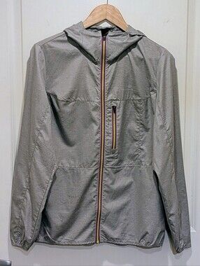 EUC Ronhill M Lightweight Grey Windbreaker with Purple and Yellow Zippers